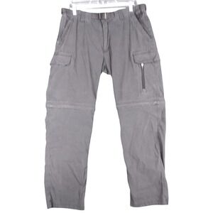 BC Clothing Mens Convertible Cargo Pants Gray 32x29 Zip Hiking Outdoor Belted